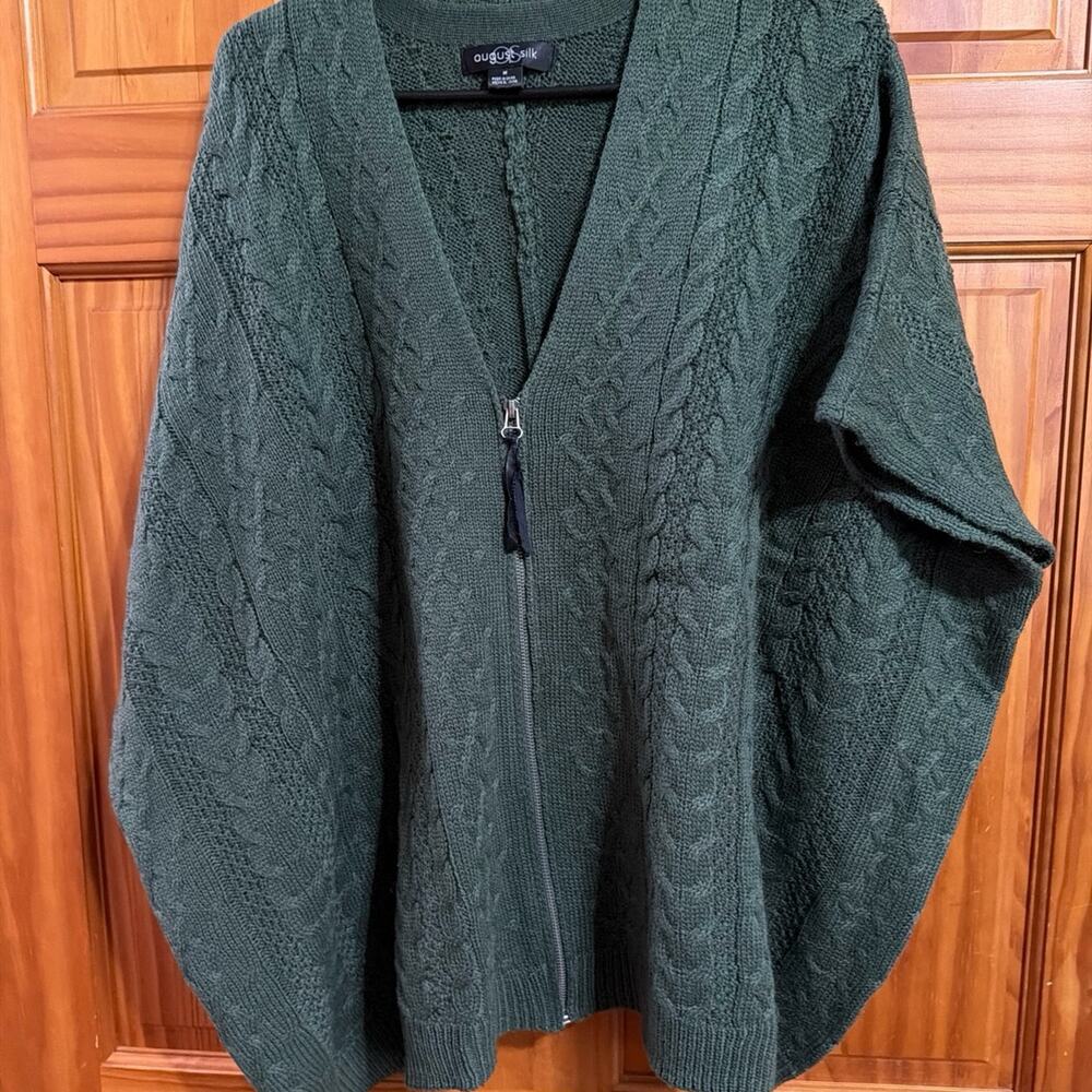 August Silk Green Sweater Vest With Zipper Size Medium